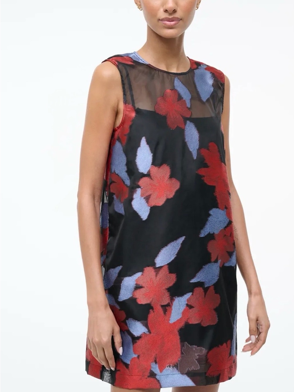 STAUD Brea Shift Dress - Black, red, and blue
